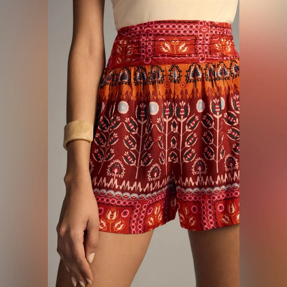 Anthropologie Ruched Wide-Leg Shorts